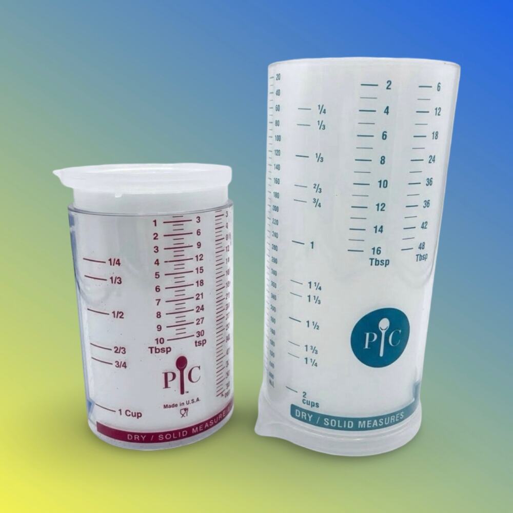 Pampered Chef Measure-All Cup Set of 2 Classic 2 C Mini 1 C Teal Blue 2236 2225